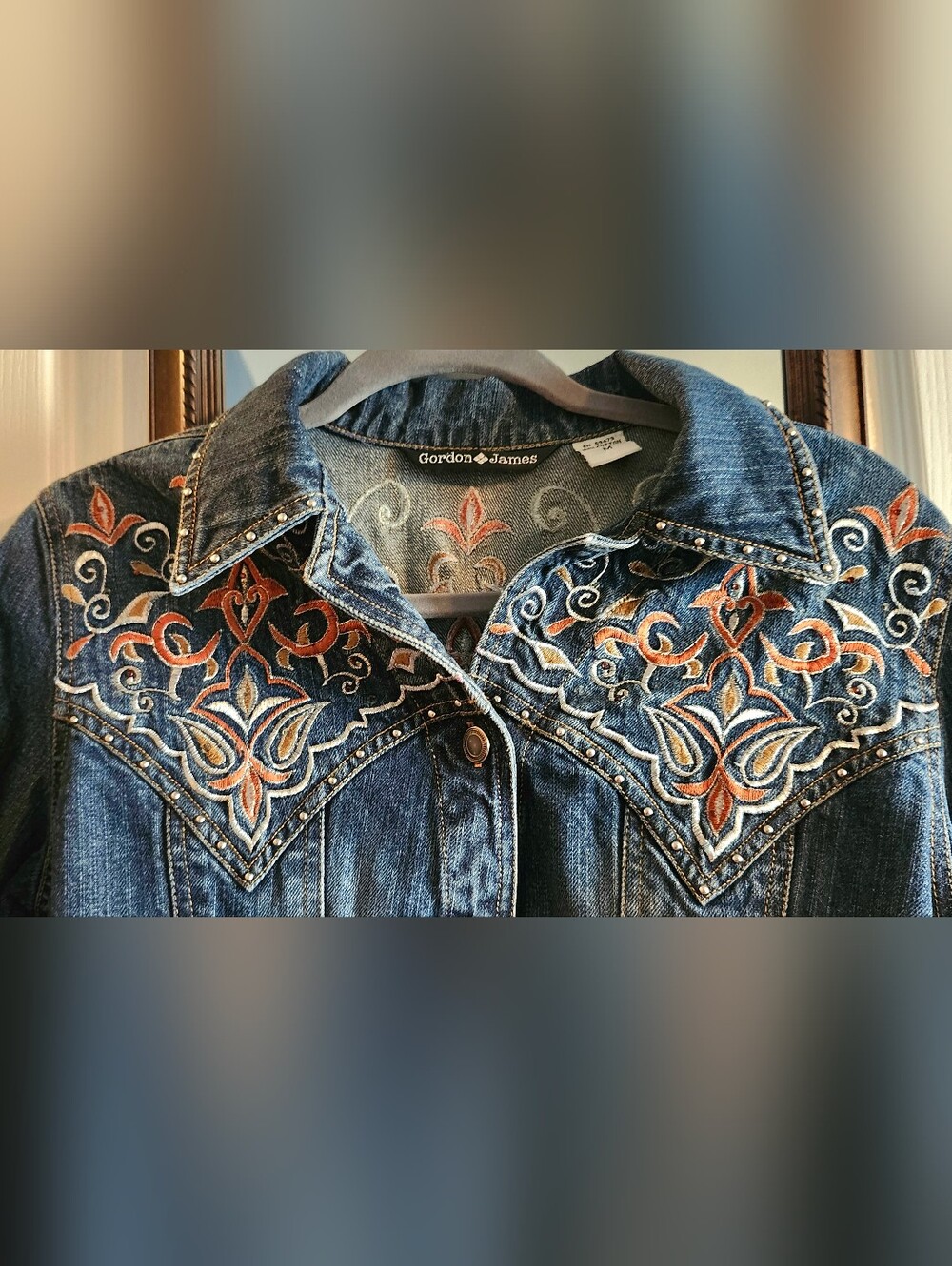 Gordan James Embroidered & Embellished Denim Jacket 100% COTTON - Picture 2 of 4